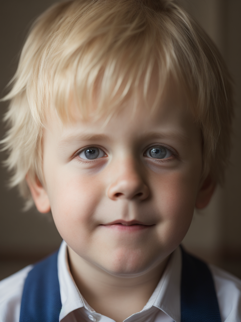 portrait of Boris Johnson as a kid, happy