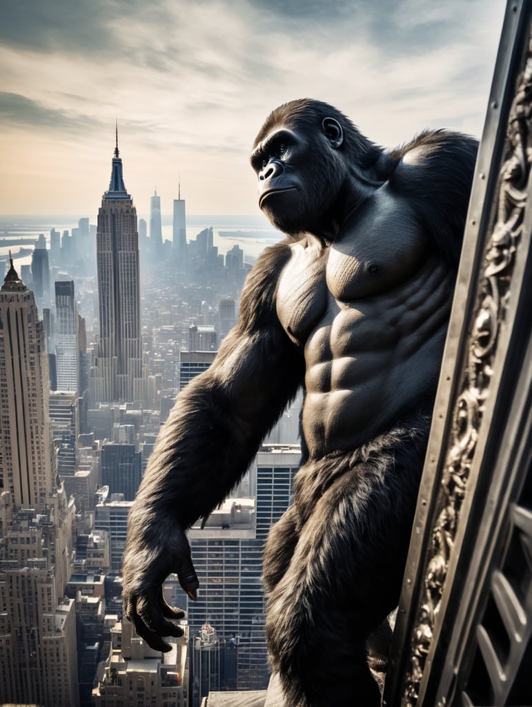 Premium Free ai Images king kong climbing empire state building
