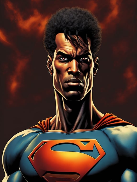 Premium Free ai Images | black superman hero portrait comics marvel ...