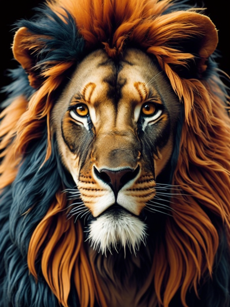 Lumenor AI Image Generation - eye catching art unique colors of lion