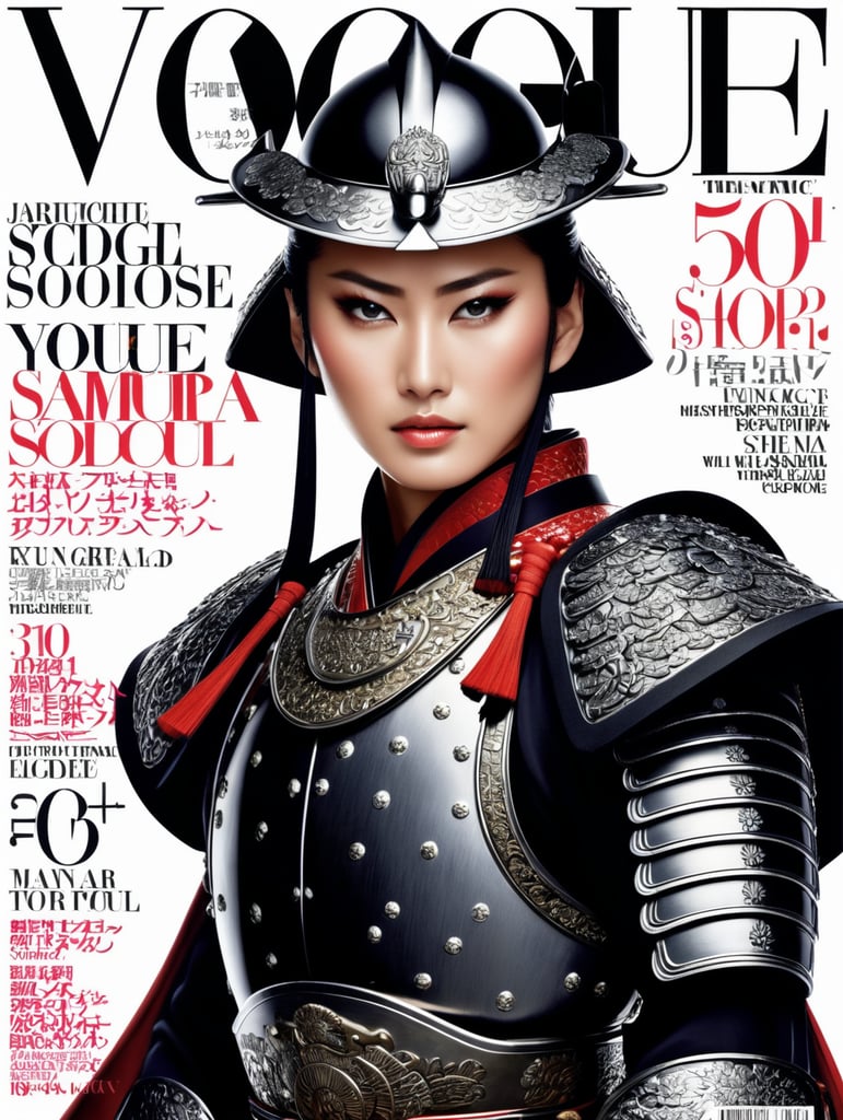 Premium Free ai Images | japanese samurai on the cover of vogue