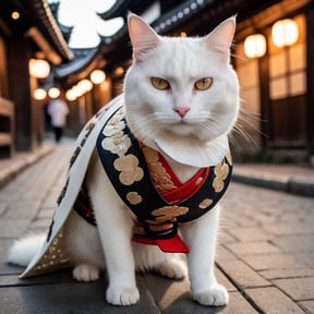 Lumenor AI Image Generation - white cat in samurai clothes in japanese ...