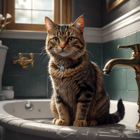 Premium Free ai Images | cute cat in bathroom realistic