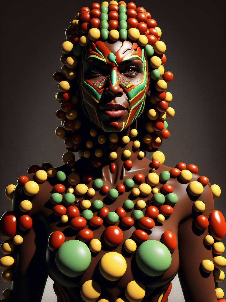 Abstract female humanoid made out of candies, sweets and chocolates