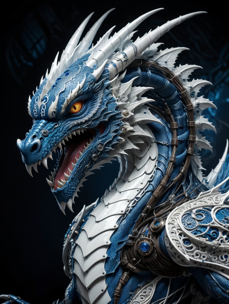 Premium Free ai Images | dragon made of wires blue and white colors ...
