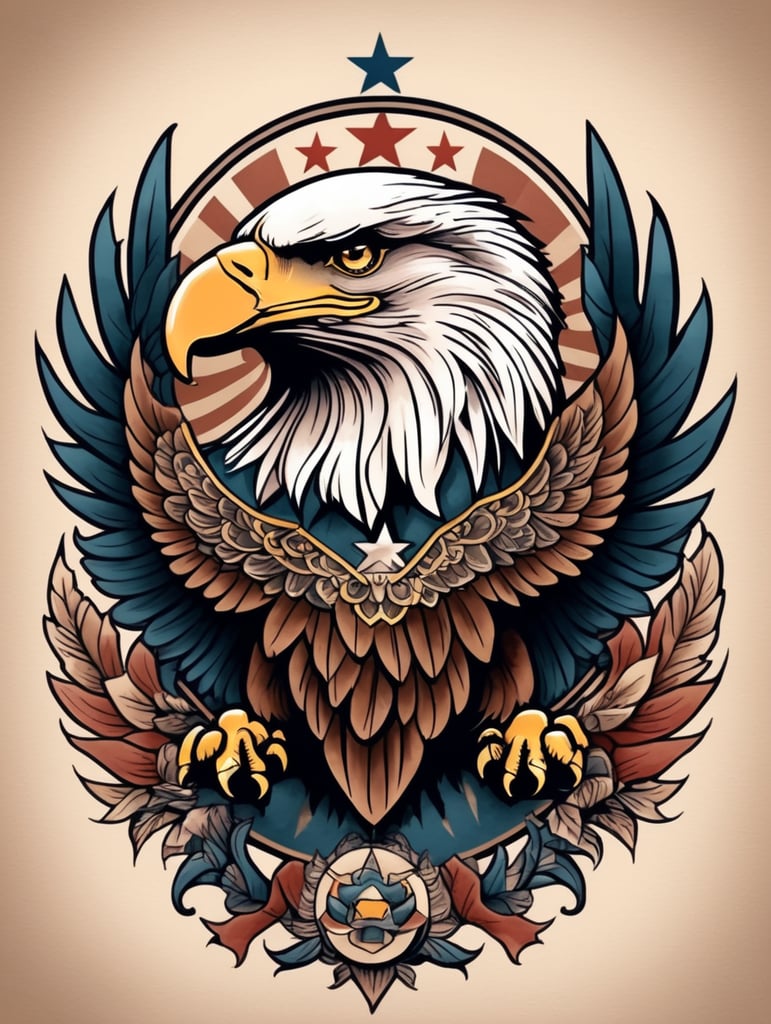 Premium Free ai Images | american traditional eagle tattoo design
