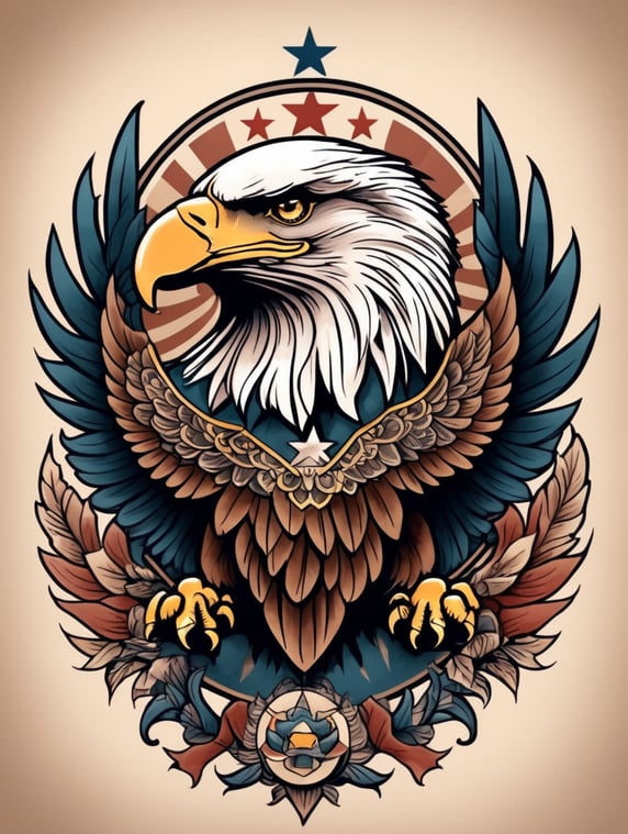 Premium Free ai Images | american traditional eagle tattoo design