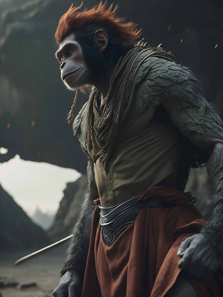 Lumenor AI Image Generation - monkey king wukong action