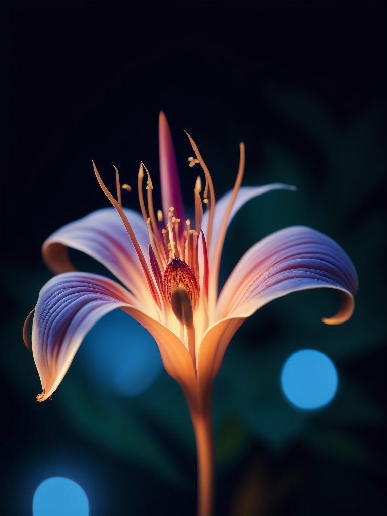 Macro Photo Of Bioluminescent Flower