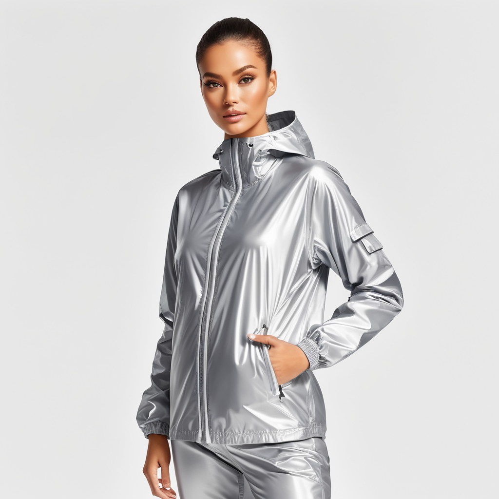 Premium Free ai Images | realistic photo of chrome windbreaker jacket ...