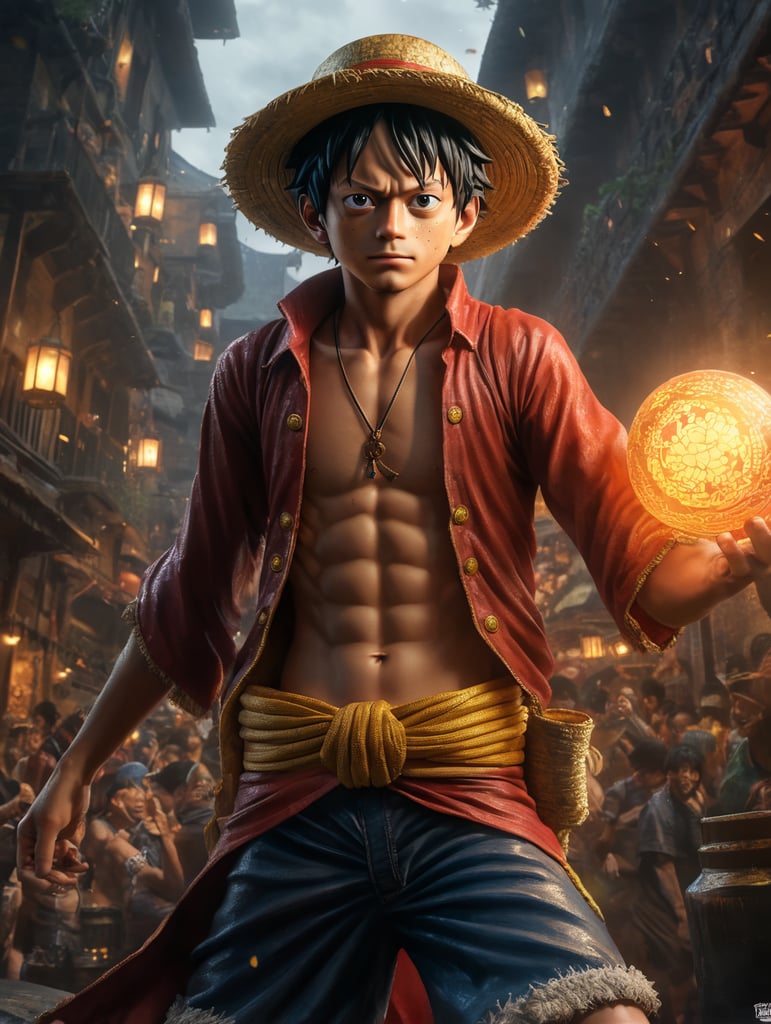 one piece luffy young with morning light