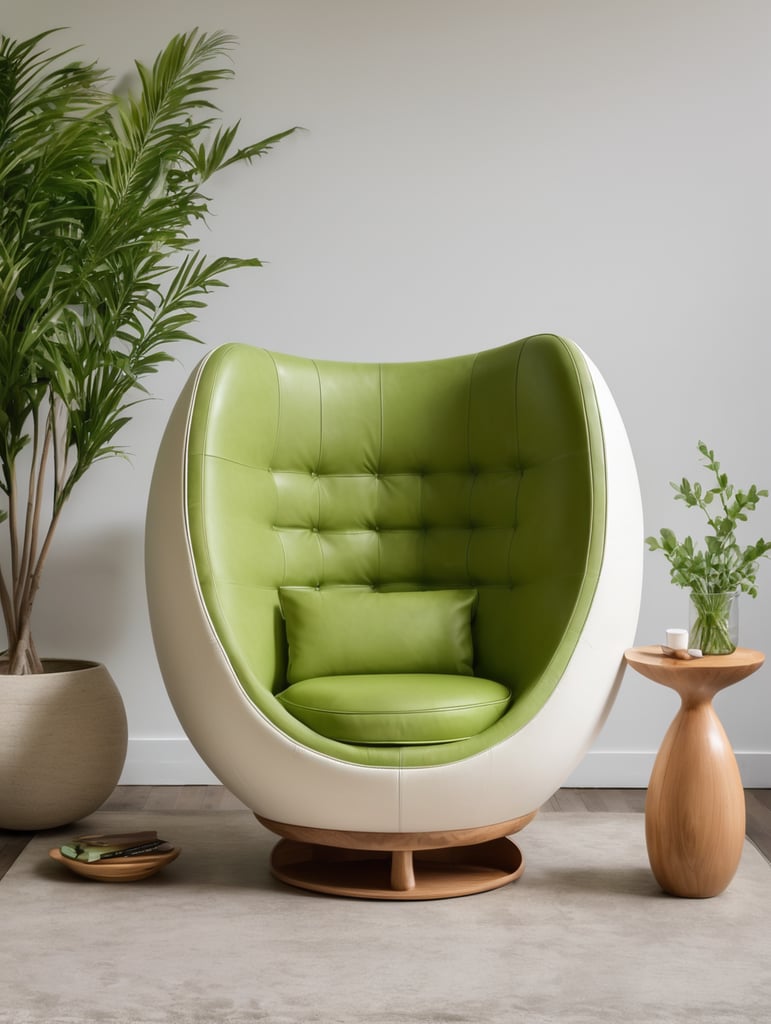 Premium Free ai Images leather egg yolk single seater couch green