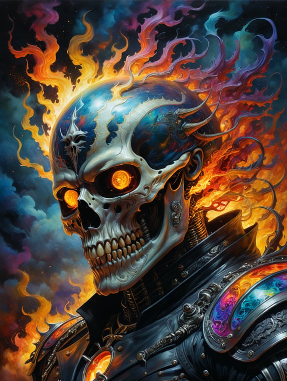 Premium Free ai Images | ghost rider galaxys universe psychedelic ...
