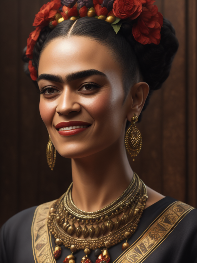 Lumenor AI Image Generation - frida kahlo standing smiling
