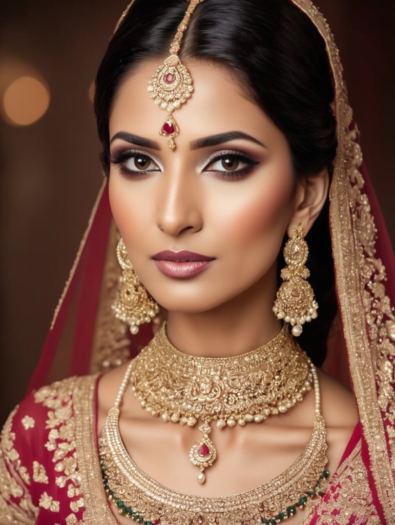 Premium Free ai Images | indian bride wearing wedding suit long neck ...