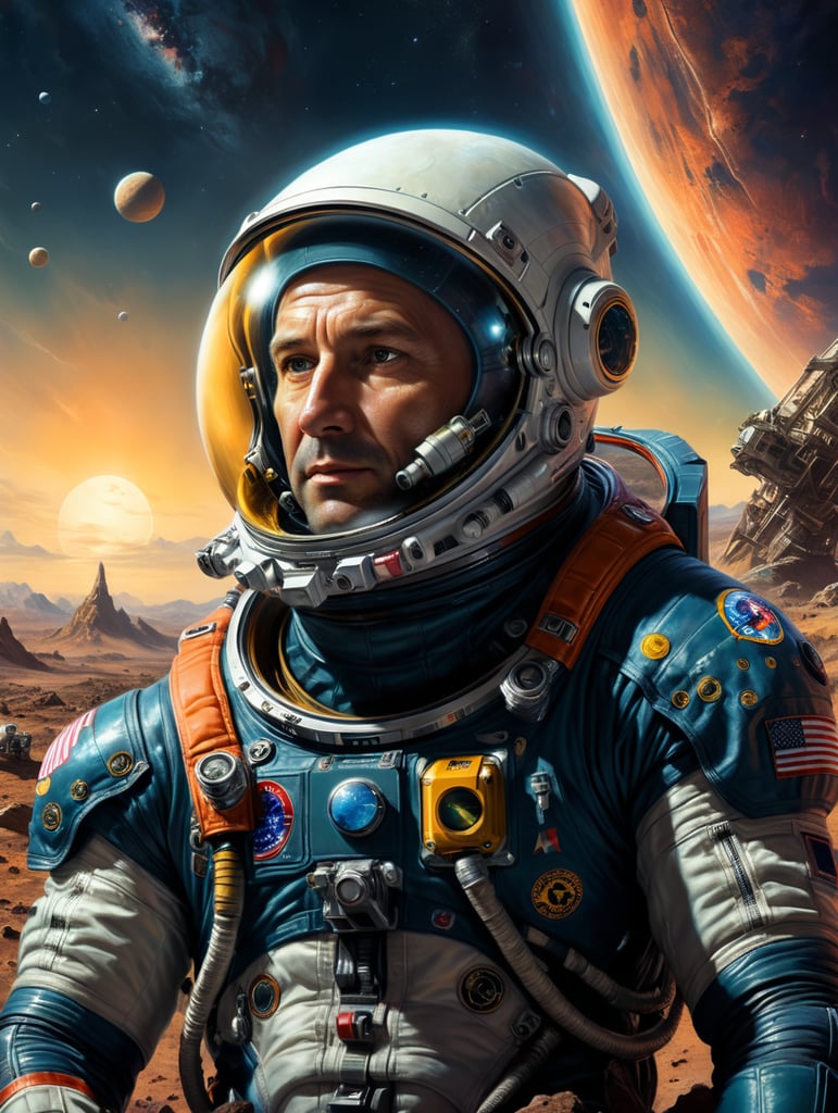 Premium Free ai Images | astronaut portrait space repair space ...