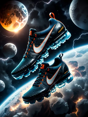 Premium Free ai Images | nike vapormax concept nasa space force logo with  light moons in the background with lightning on pluto atmosphere