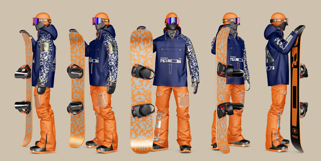 ProVisual — Snowboarder with Board 3D mockup and 3D model - create your perfect project online