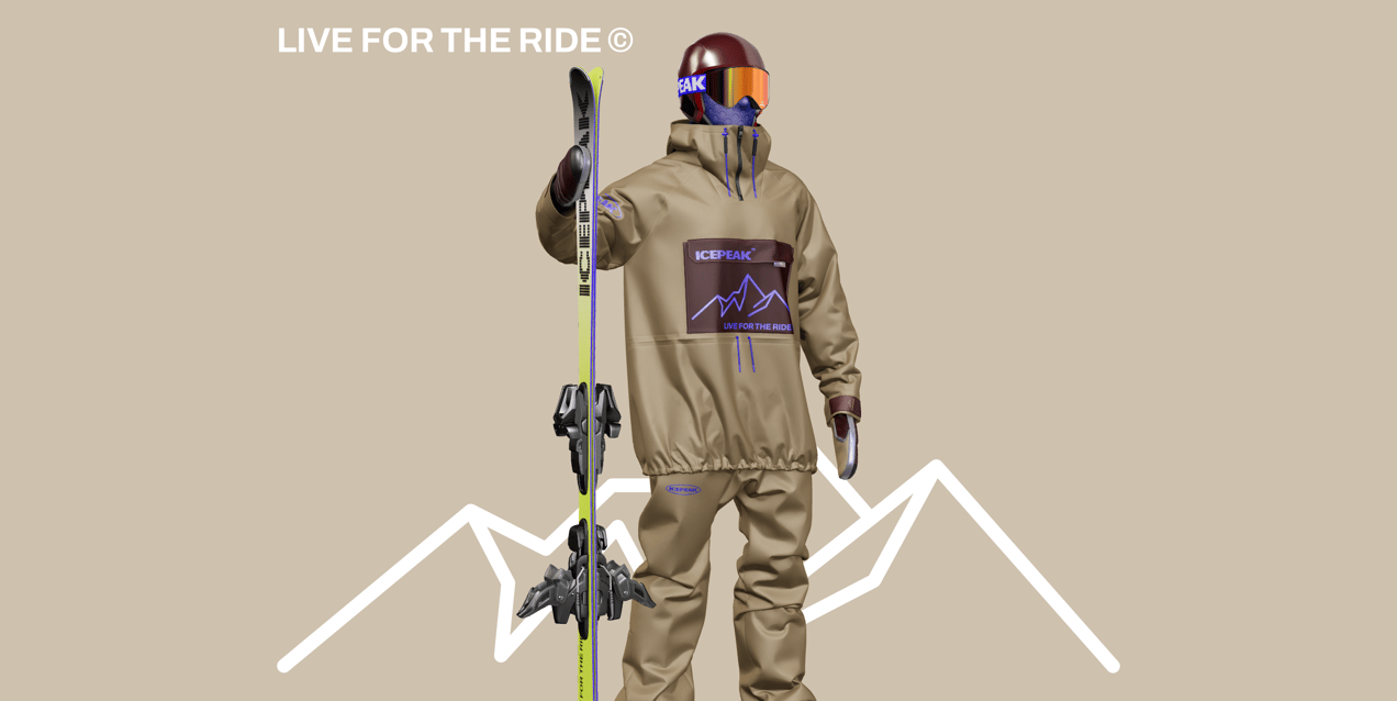 ProVisual —  Skier with Skis 3D mockup and 3D model - see every detail and customize online