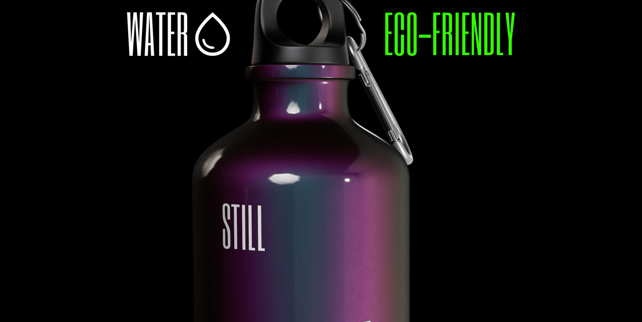 ProVisual —  Aluminium Bottle with Carabiner 3D mockup and 3D model - explore every detail and customize online now