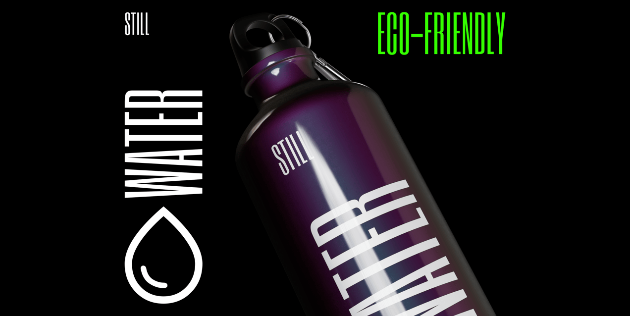 ProVisual —  Aluminium Bottle with Carabiner 3D mockup and 3D model - explore every detail and customize online now