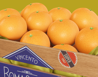 Crate with Oranges. Wooden box mockup. Edit 3D model online.