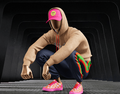Squatting Man in Street Style Outfit. 3D model. ProVisual. 