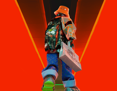 Oversize Outfit with Bag and Bucket Hat 3D mockup. ProVisual