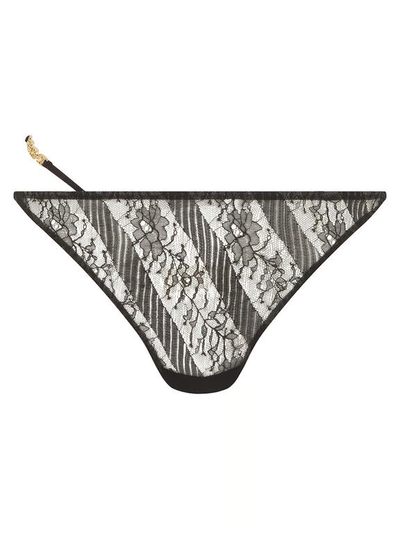 Slash Lace Thong Black - 1