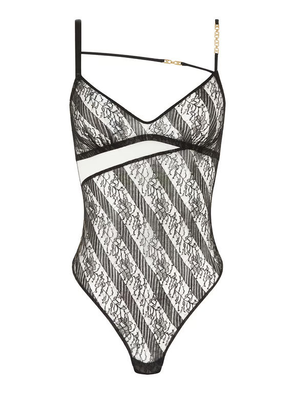 Slash Lace Bodysuit Black - 1