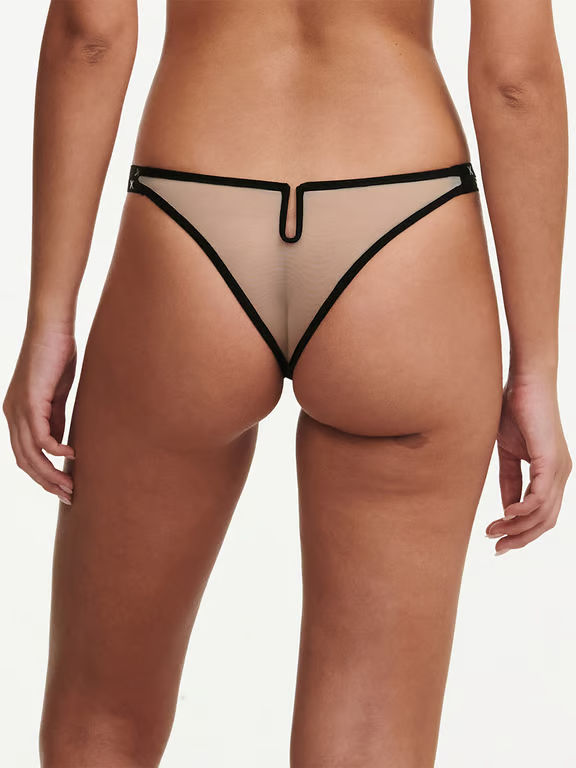 Vibrate Lace Thong Black/Café - 2