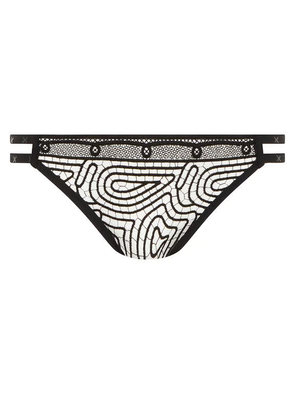 Vibrate Lace Thong Black/Café - 1