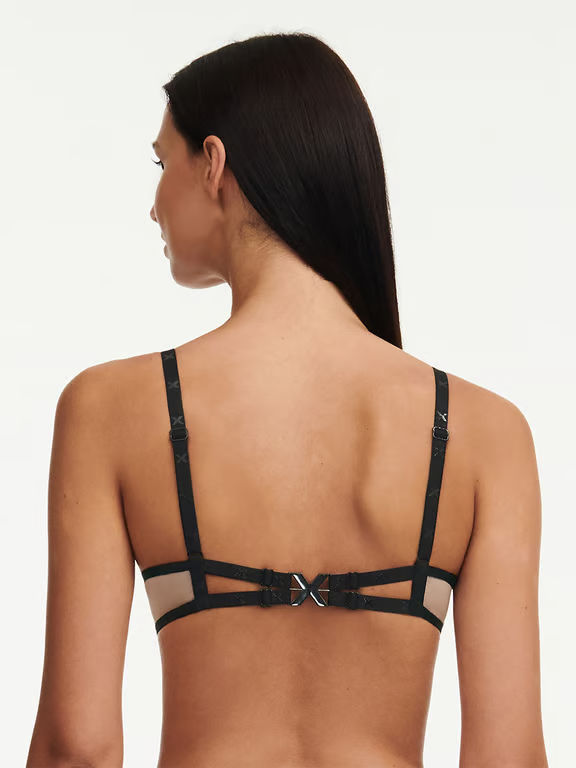 Vibrate Lace Unlined Plunge Bra Black/Café - 2