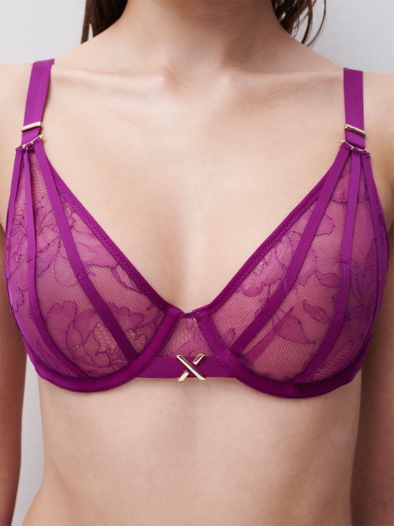 Xquisite Lace Unlined Plunge Bra Ultraviolet - 4