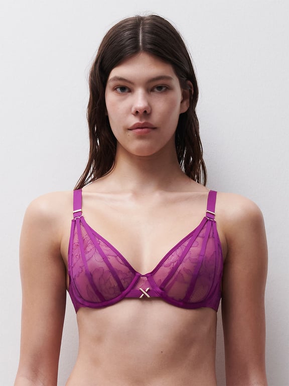 Xquisite Lace Unlined Plunge Bra Ultraviolet - 2