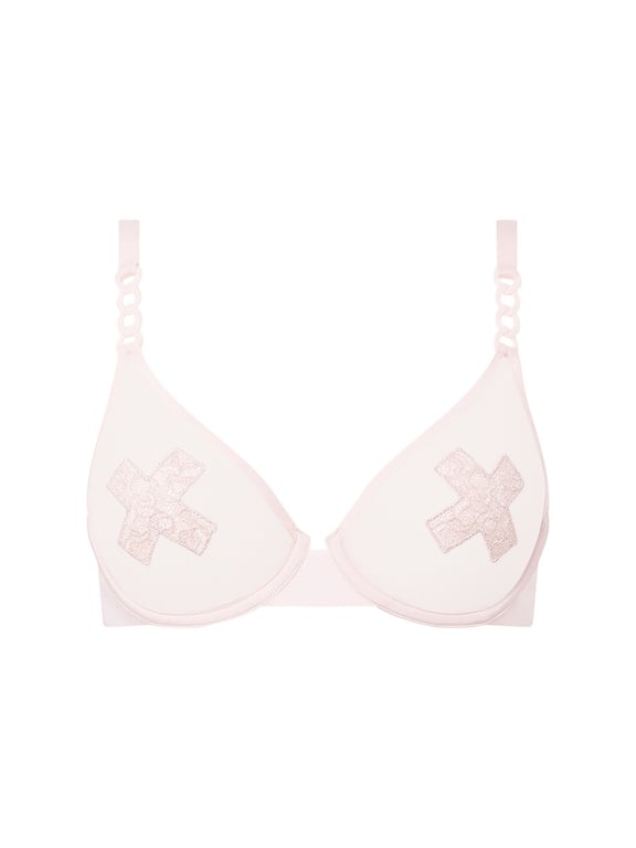 Chantelle X | XPLICIT - Xplicit Lace Unlined Plunge Bra Taffeta Pink - 2