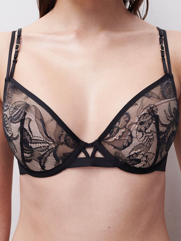Spirits Lightly Lined Lace Plunge Bra Black - 4
