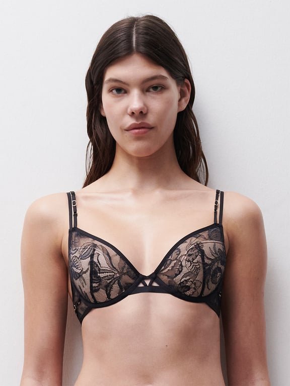 Spirits Lightly Lined Lace Plunge Bra Black - 2