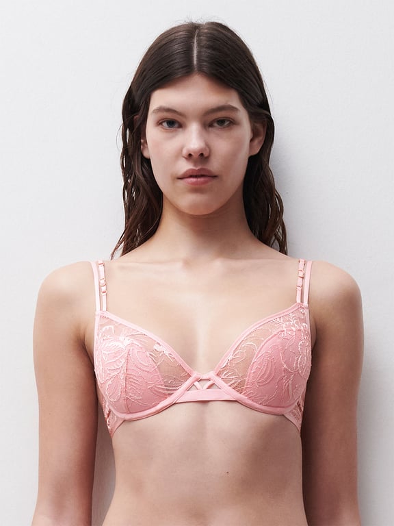 Spirits Lightly Lined Lace Plunge Bra Pink Opaline - 2