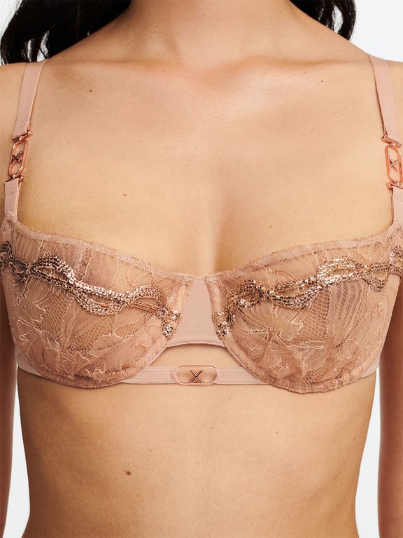 Xtravagant Lace Lightly Lined Bandeau Bra Clay Nude - 2