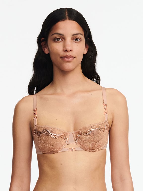 Xtravagant Lace Lightly Lined Bandeau Bra Clay Nude - 0