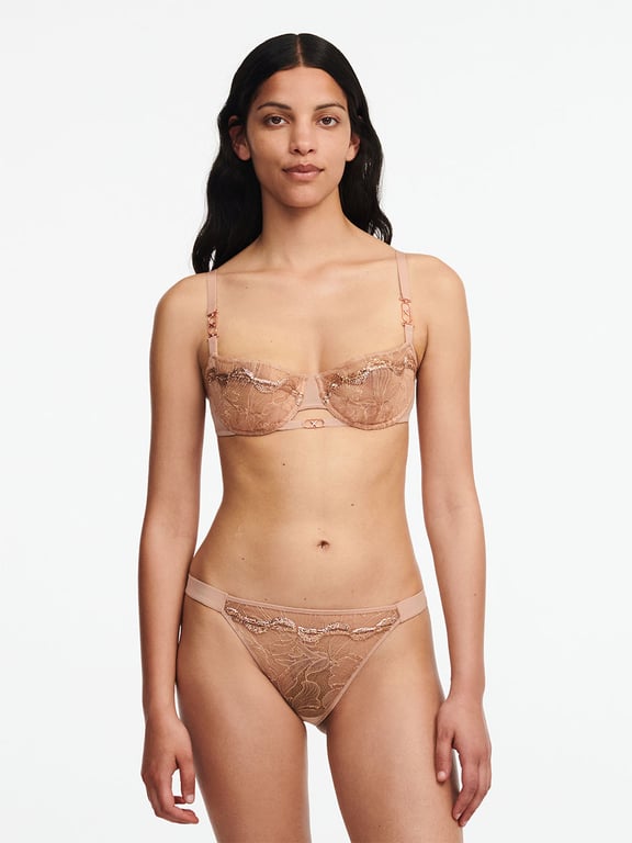 Xtravagant Lace Lightly Lined Bandeau Bra Clay Nude - 3