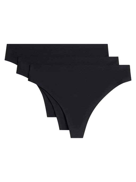 SoftStretch Thong 3-Pack Black - 0
