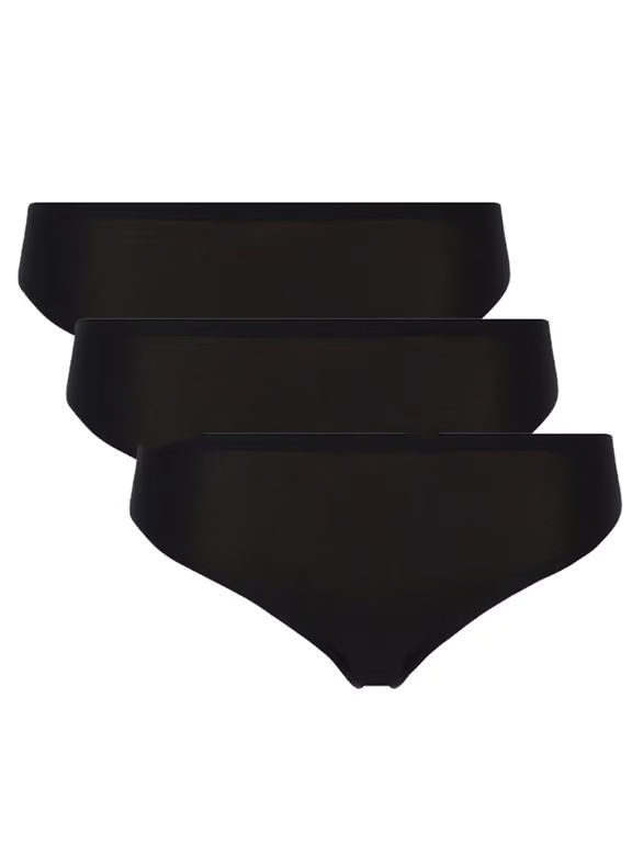 SoftStretch Thong 3-Pack Black - 0