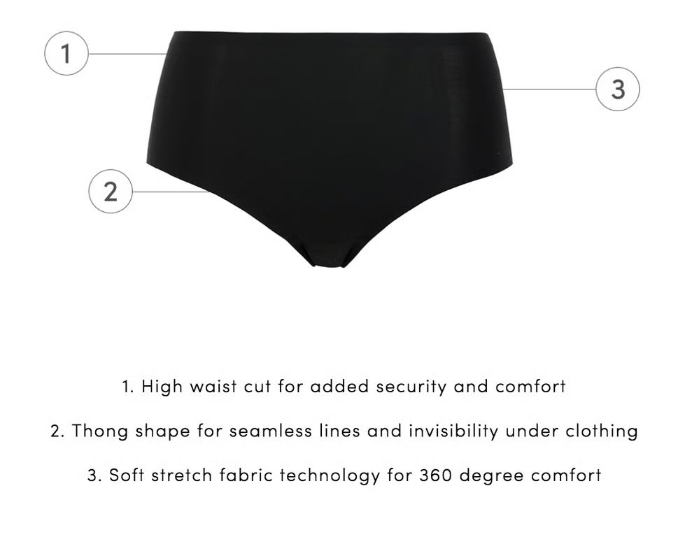 SoftStretch High Waist Thong Black - 3