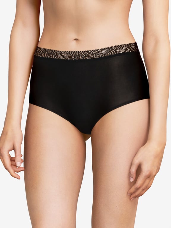 SoftStretch High Waist Brief with Lace Black - 0