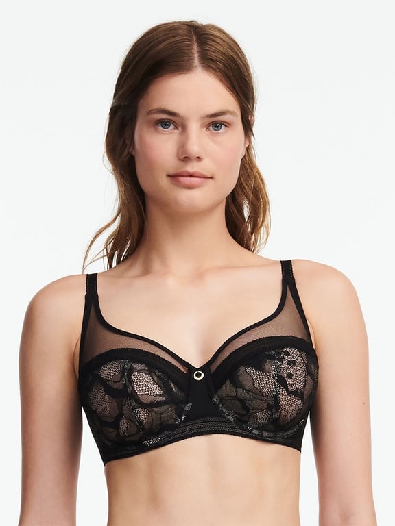 Fuller Bust Recycled Lace Bralette With Logo Detail Band - WE ARE WE WEAR