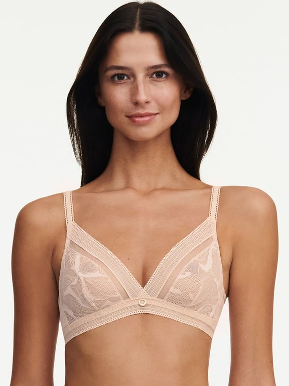 Plain Panel Lace Wireless Bra