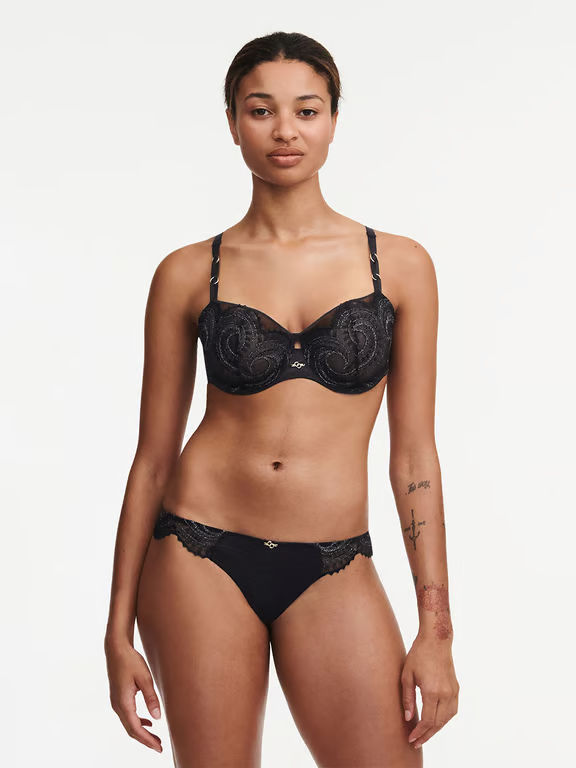Mystic Dream Lace Unlined Demi Bra Black Lurex