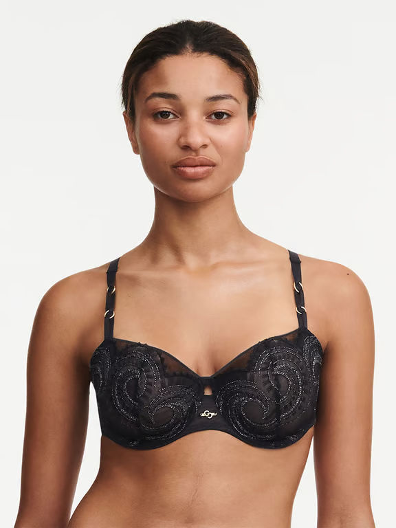 Mystic Dream Lace Unlined Demi Bra Black Lurex - 0